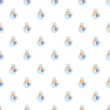 Snowman seamless pattern illustrating winter holiday theme イラスト素材