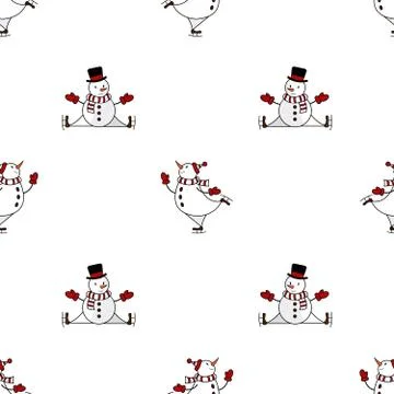 Snowman seamless pattern Stock Illustration