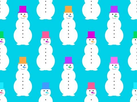 Snowman seamless pattern. Winter background with three-ball snowman, button.. Stock Illustration