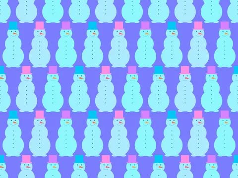 Snowman seamless pattern. Winter background with three-ball snowman, button.. Stock Illustration