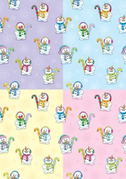 Snowman Seamless Patterns Stock Illustration