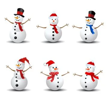 Snowman set, vector illustration Stock Illustration
