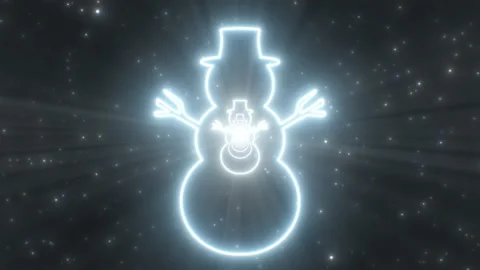 Snowman Shape Ice Cold Winter Christmas Holiday Neon Lights Tunnel 3D Stock Footage 162454133