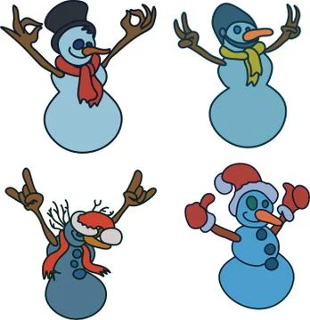 Snowman shows hand gestures. Stock Illustration