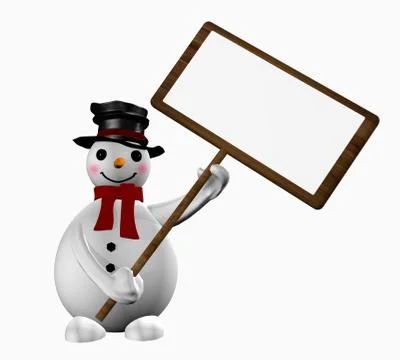 Snowman with a sign Illustrazione stock