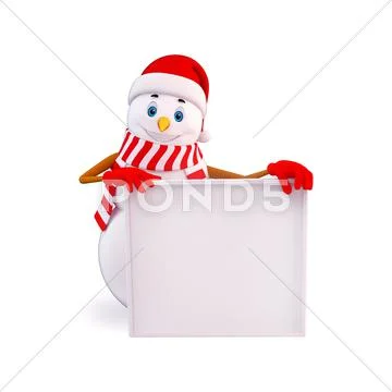 Snowman with sign Stock Illustration