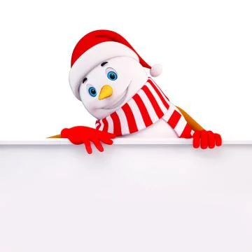 Snowman with sign Stock Illustration