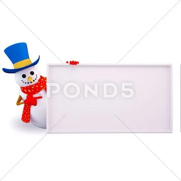Snowman with sign Stock Illustration