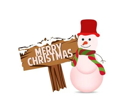 Snowman with sign Stock Illustration