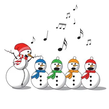 Snowman singing -choir Stock Illustration