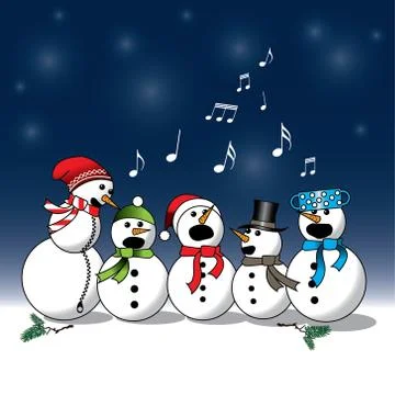 Snowman singing -choir Stock Illustration