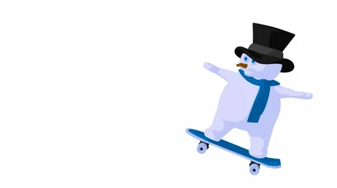 Snowman on a skateboard Stock Footage 973952