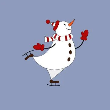 Snowman skating Stock Illustration