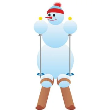 Snowman on skis Stock Illustration
