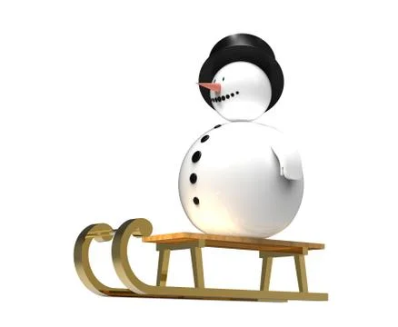Snowman on sledge Stock Illustration