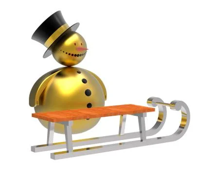 Snowman with sledge Stock Illustration