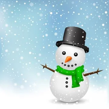 Snowman on snow background Stock Illustration