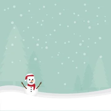 Snowman in snow background Stock Illustration