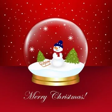 Snowman in snow globe Stock Illustration