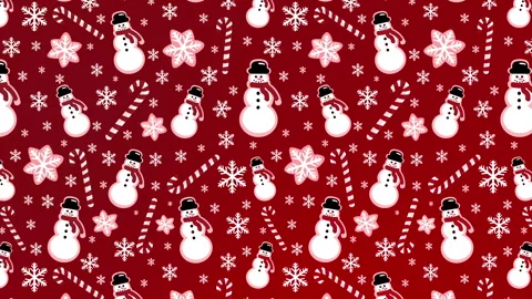 Snowman snow pattern red Stock-Footage 257747386