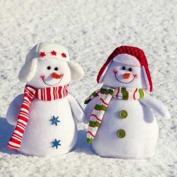Snowman on snow Stock Photos