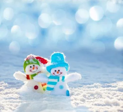 Snowman on snow Stock Photos