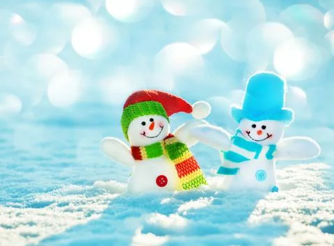 Snowman on snow Stock Photos