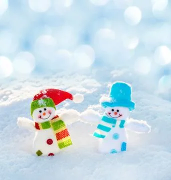 Snowman on snow Stock Photos