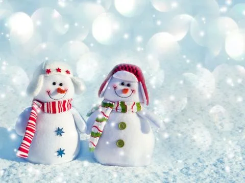 Snowman on snow Stock Photos