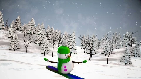 Snowman on snowboard. 動画素材 69991502