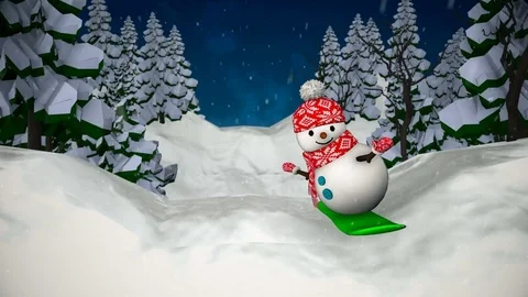 Snowman on snowboard Stock Footage 69991535