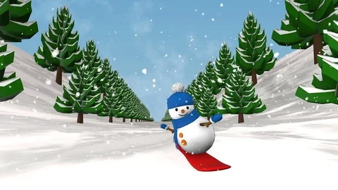 Snowman on snowboard Stock Footage 69991874