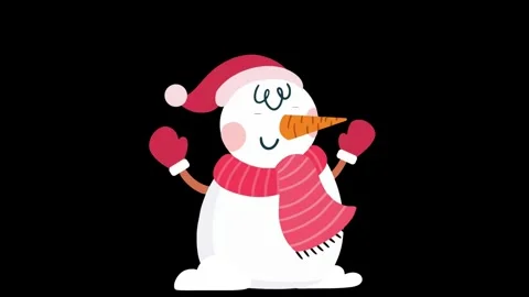Snowman. snowman with black background. snowman isolated on a black background. Stock Footage 243584053