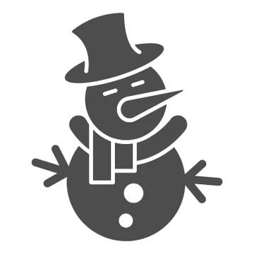Snowman solid icon, Christmas concept, Snow man sign on white background, Happy Stock Illustration
