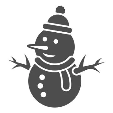 Snowman solid icon, World snow day concept, Snow Man sign on white background イラスト素材