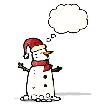 Snowman with thought bubble Illustrazione stock