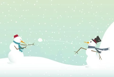 Snowman throwing snowball Illustrazione stock