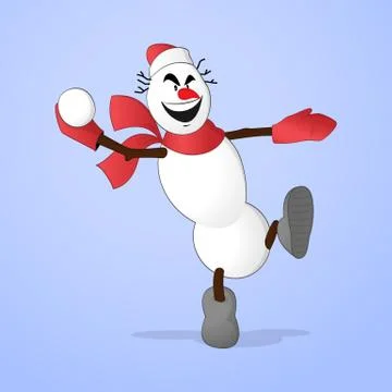 Snowman throwing snowball Illustration