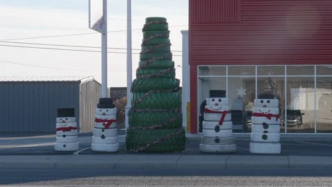 Snowman Tire Decorations Stock Footage 101363938