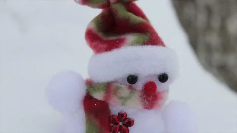 Snowman toy in the snow Video stock 95145265