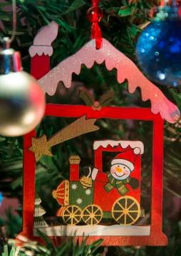 Snowman in a train Stock Photos