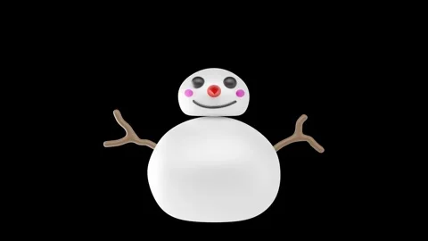 Snowman with Transparent Background in 3D Animation Stock Footage 309319145