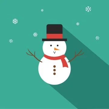 Snowman Vector illustration Flat Design on Tosca Green Stock Illustration