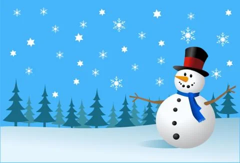 Snowman, vector illustration Stock Illustration