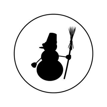 Snowman - vector logo icon for web. black on white. Minimalistic cartoon styl Stock Illustration