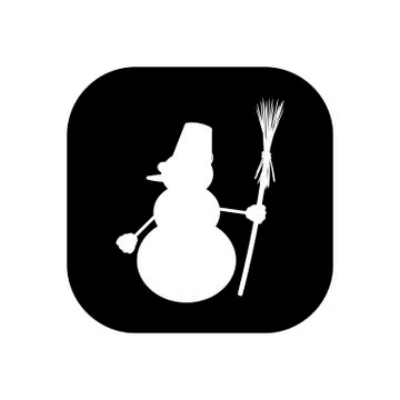 Snowman - vector logo icon for web. white on black. Minimalistic cartoon styl Illustrazione stock