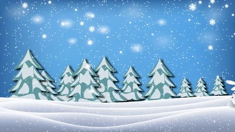A snowman is walking through the winter spruce forest in snow. Video stock 70098889