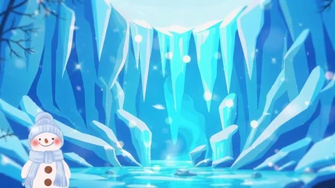 Snowman with Waterfall: The Winter is Here! Time to Relax with this scene. Video stock 306825469