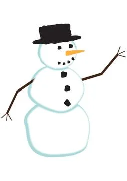 Snowman Waving Stock Illustration