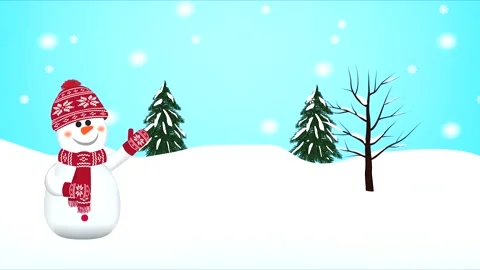 Snowman waving, winter scene Stock Footage 213652677